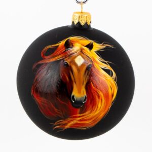 Новогодний шарик ручной росписи «Рыжий конь»