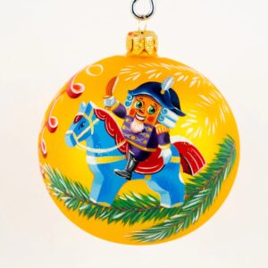 Новогодний шар ручной росписи «Щелкунчик на лошадке»