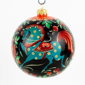 Новогодний шар ручной росписи «Городецкий конь»
