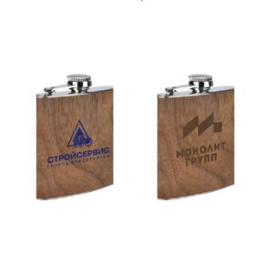 Фляжка металлическая с деревянным покрытием, 175 мл