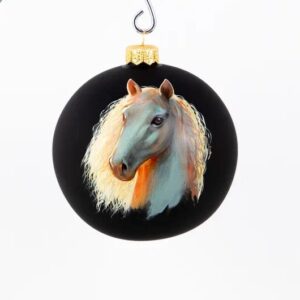 Новогодний шарик ручной росписи «Белый конь»