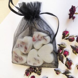 Аромасаше из воска сердечки с розой 5 шт.