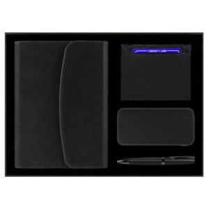 Набор подарочный Solution Prestige Quadro (ежедневник, кошелёк, внешний аккумулятор, ручка), чёрный