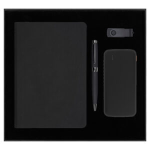 Набор подарочный Solution Prestige Quadro (ежедневник, внешний аккумулятор, флеш-накопитель, ручка), чёрный