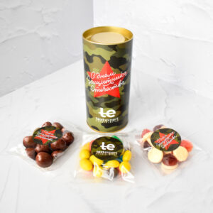Туба со сладостями с логотипом компании