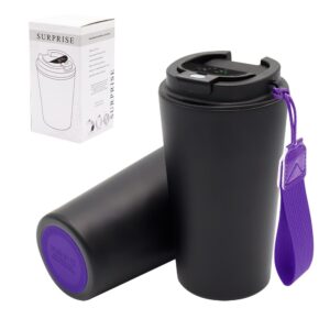 Термокружка Surprise To Go с индикатором, чёрная/фиолетовая