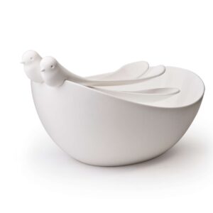 САЛАТНИЦА С ЛОЖКАМИ SPARROW, белая