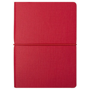 Блокнот А6 Van Diemen со стикерами, в гибкой обложке c резинкой в линейку, красный