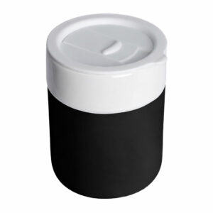 Кружка керамическая Silvia с силиконовой манжетой, белая-чёрная