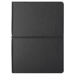 Блокнот А6 Van Diemen со стикерами, в гибкой обложке c резинкой в линейку, черный