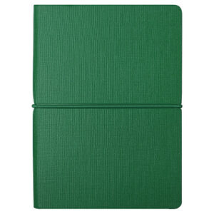 Блокнот А6 Van Diemen со стикерами, в гибкой обложке c резинкой в линейку, зеленый