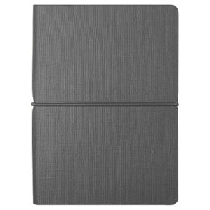 Блокнот А6 Van Diemen со стикерами, в гибкой обложке c резинкой в линейку, серый