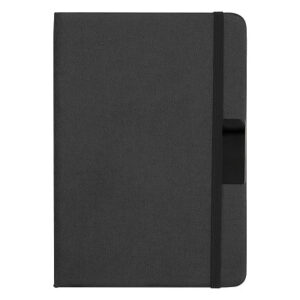 Блокнот А5 Hobard, в твердой тканевой обложке c резинкой в линейку, черный