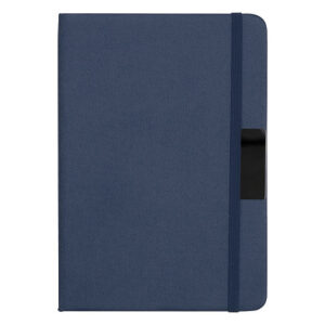Блокнот А5 Hobard, в твердой тканевой обложке c резинкой в линейку, темно-синий