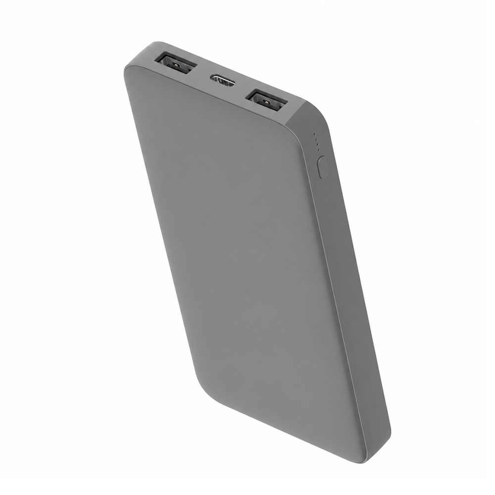 Внешний аккумулятор Polus, 10000 Mah, софт-тач покрытие, серый — изображение 3