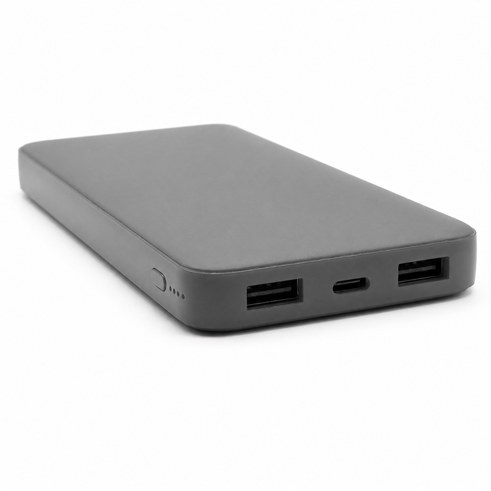 Внешний аккумулятор Polus, 10000 Mah, софт-тач покрытие, серый — изображение 4