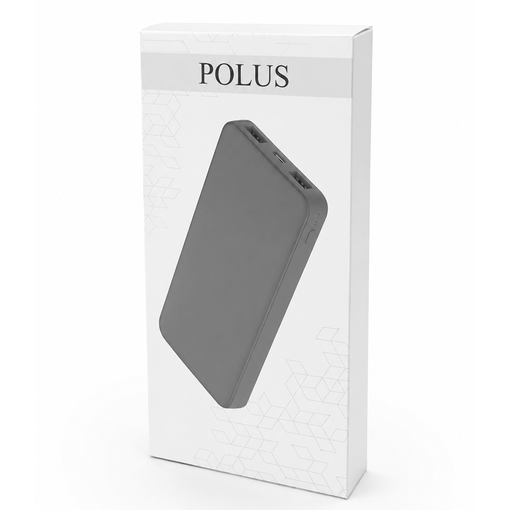 Внешний аккумулятор Polus, 10000 Mah, софт-тач покрытие, серый — изображение 6