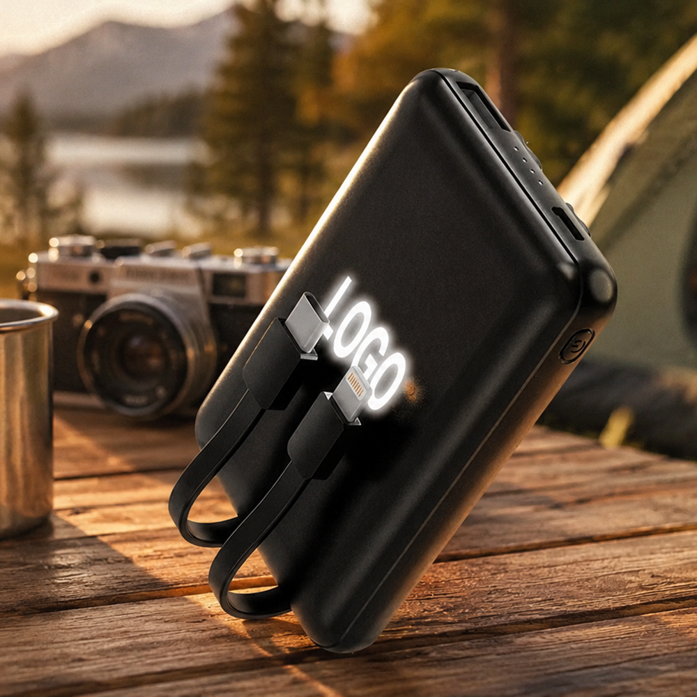 Внешний аккумулятор Eron с подсветкой гравировки, 5000 mAh, чёрный/белый — изображение 3