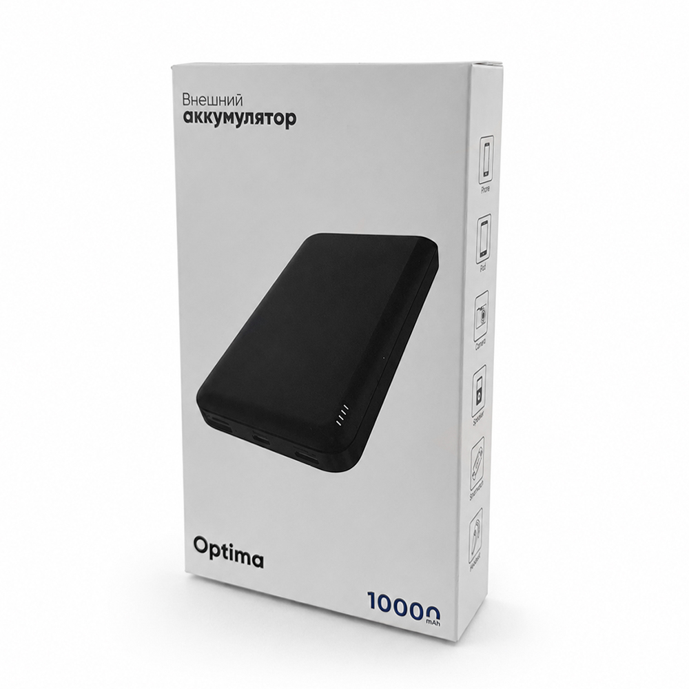 Внешний аккумулятор Optima, 10000 Mah, черный — изображение 5