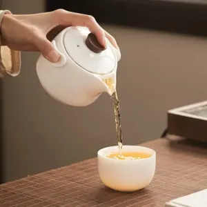 Портативный керамический чайный набор из белого фарфора
