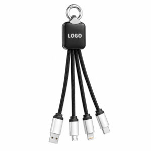 Кабель - брелок Plug с подсветкой гравировки, черный