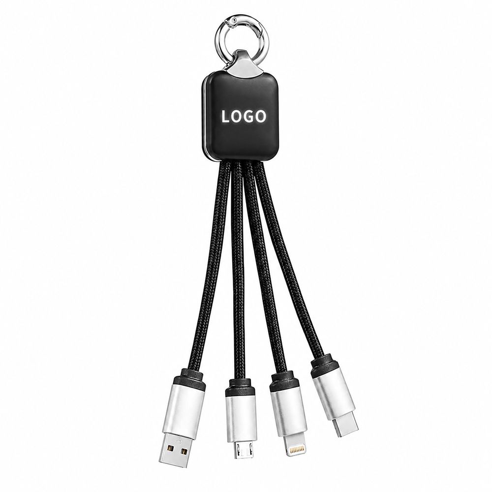 Кабель - брелок Plug с подсветкой гравировки, черный