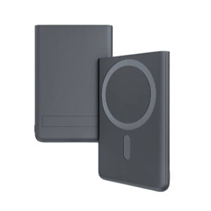 Магнитный внешний аккумулятор Slims с беспроводной зарядкой (15W), 5000 Mah, черный