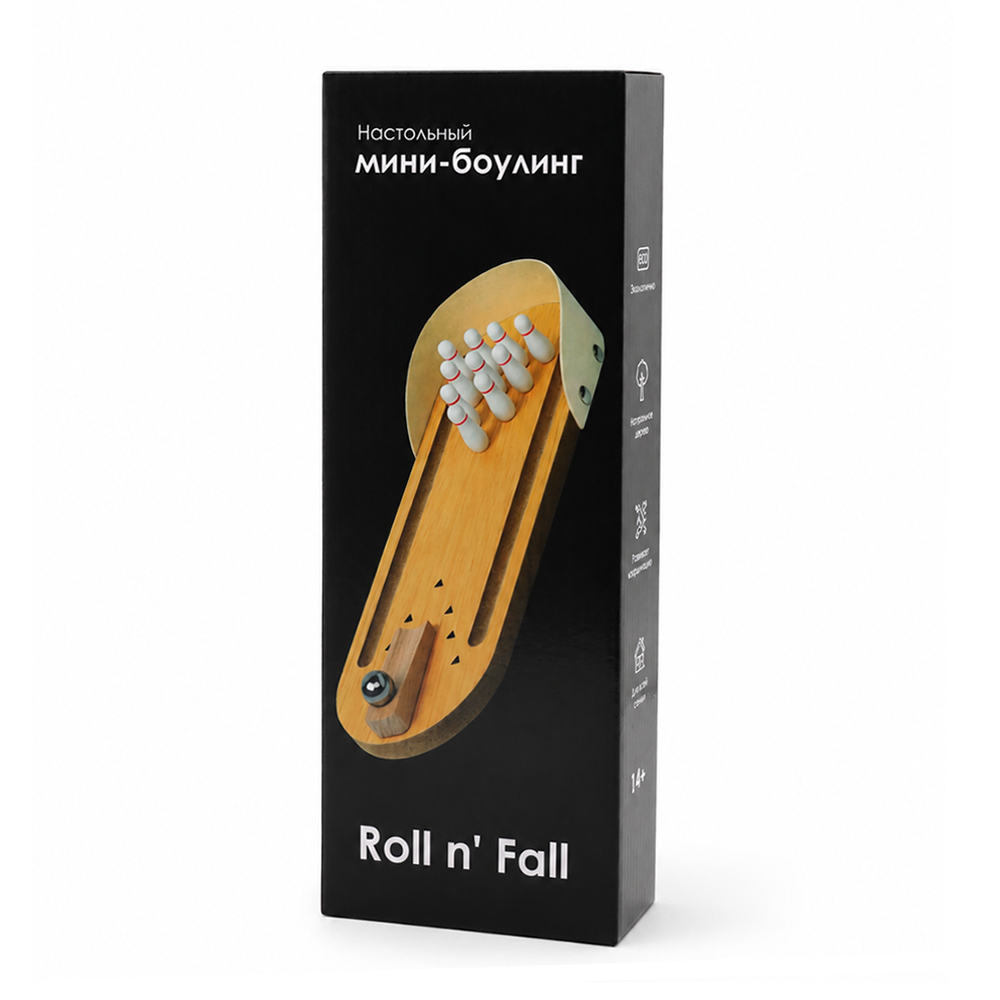 Настольная игра мини-боулинг Roll n' Fall, бежевый - изображение 7