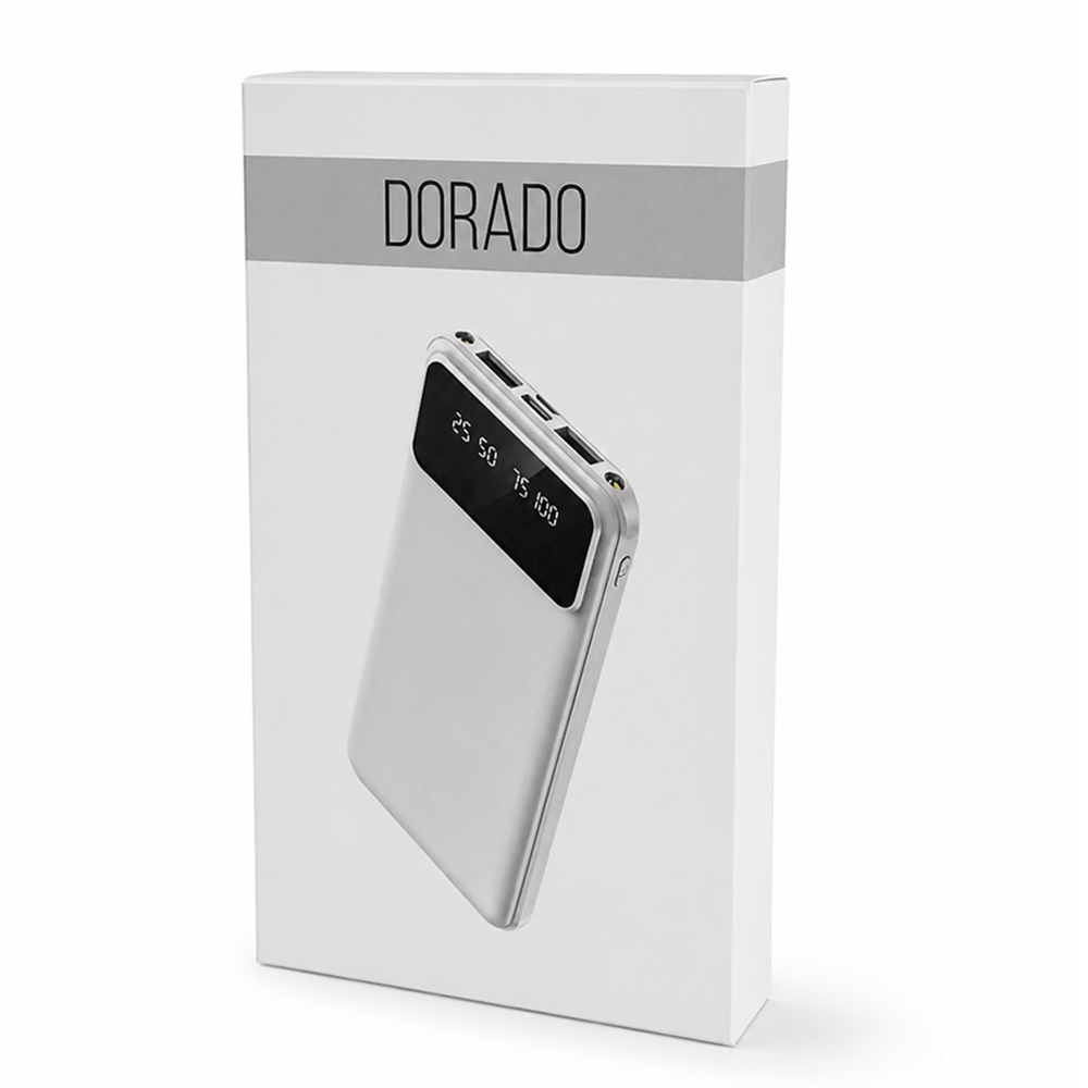 Внешний аккумулятор Dorado 10 000 mAh с фонариком, белый — изображение 5