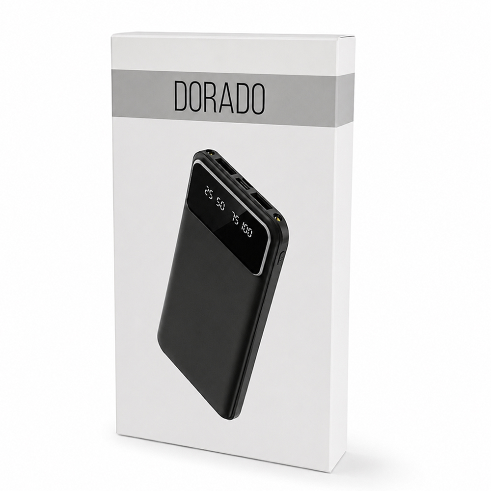 Внешний аккумулятор Dorado 10 000 mAh с фонариком, черный — изображение 5