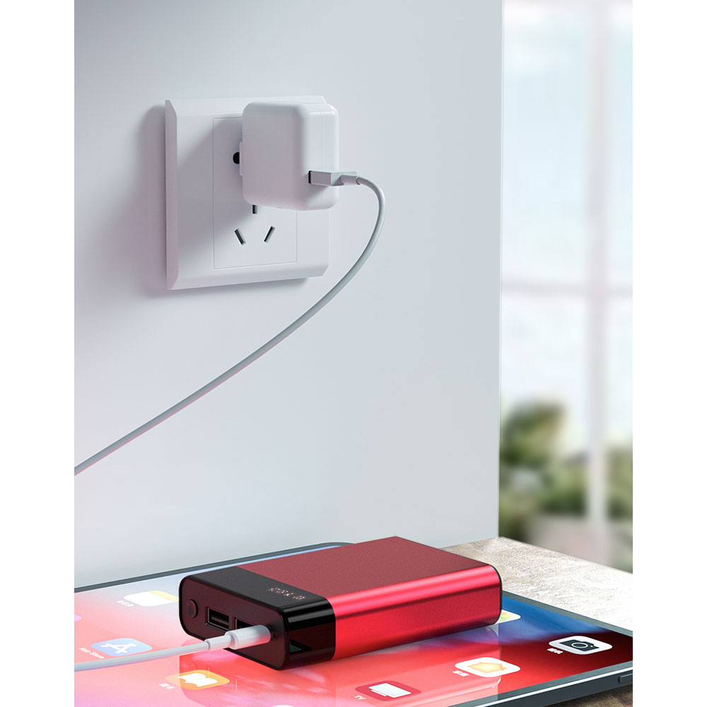 Внешний аккумулятор в металлическом корпусе Apria, 10000 mAh, красный — изображение 3