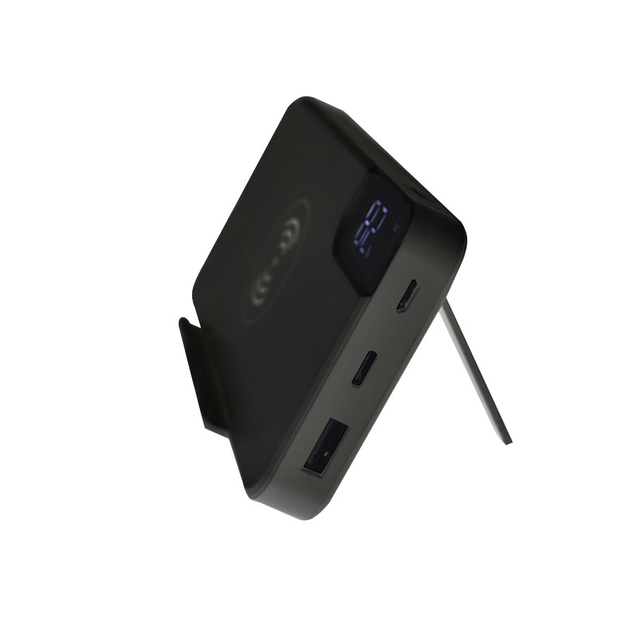 Внешний аккумулятор gPro QI, с беспроводной зарядкой 10000 mAh, черный — изображение 2