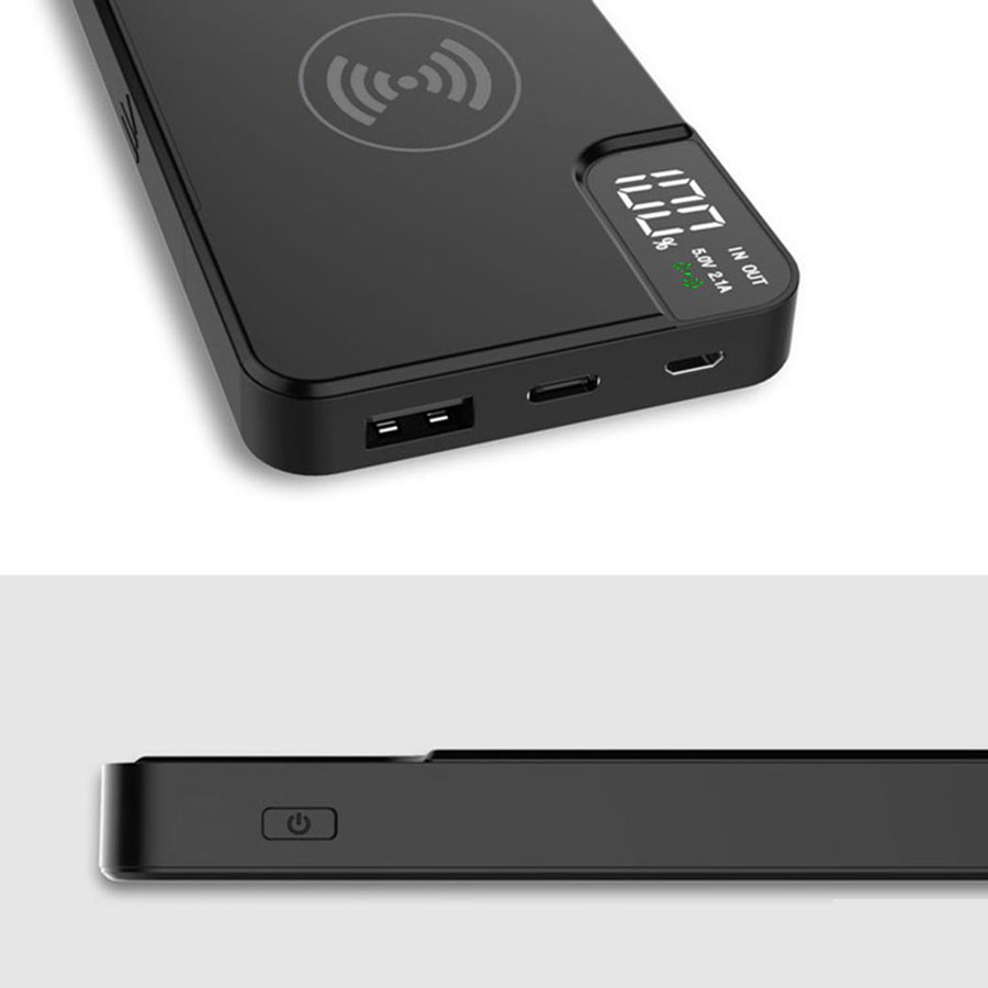 Внешний аккумулятор gPro QI, с беспроводной зарядкой 10000 mAh, черный — изображение 4