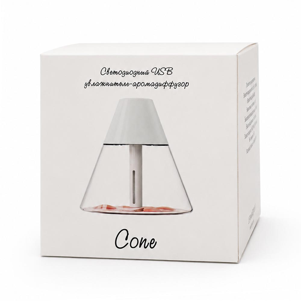 Светодиодный USB увлажнитель-аромадиффузор Cone, белый — изображение 10