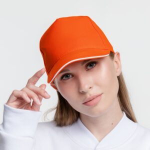 Бейсболка Classic 2.0, оранжевая с белым кантом - изображение 6